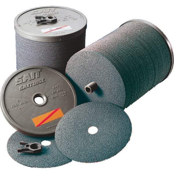 Sait - 4-1/2" Diam 7/8" Hole 36 Grit Fiber Disc - Very Coarse Grade, Zirconia Alumina, 11,000 Max RPM, Series Z - Americas Industrial Supply