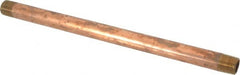 Merit Brass - 10" Long, 3/8" Pipe Threaded Brass Pipe Nipple - NPT Thread, Red Brass - Americas Industrial Supply