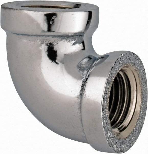 Merit Brass - Class 125, 1/4" Internal Pipe, Red Brass & Chrome 90° Street Elbow - FNPT x FNPT - Americas Industrial Supply