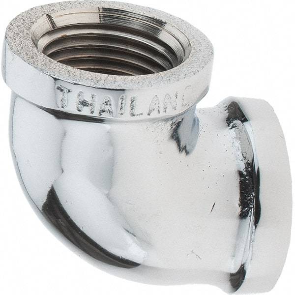 Merit Brass - Class 125, 1/2" Internal Pipe, Red Brass & Chrome 90° Street Elbow - FNPT x FNPT - Americas Industrial Supply