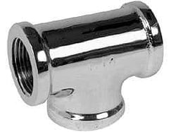 Merit Brass - Class 125, 3/8" Internal Pipe, Red Brass & Chrome Tee - FNPT x FNPT - Americas Industrial Supply