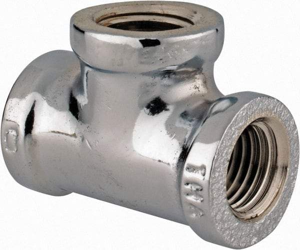 Merit Brass - Class 125, 1/4" Internal Pipe, Red Brass & Chrome Tee - FNPT x FNPT - Americas Industrial Supply