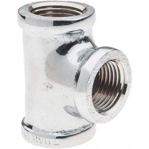 Merit Brass - Class 125, 1/2" Internal Pipe, Red Brass & Chrome Tee - FNPT x FNPT - Americas Industrial Supply