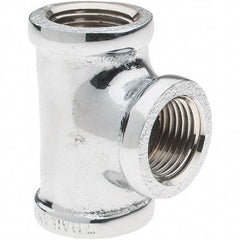 Merit Brass - Class 125, 1/2" Internal Pipe, Red Brass & Chrome Tee - FNPT x FNPT - Americas Industrial Supply