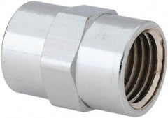Merit Brass - Class 125, 1/4" Internal Pipe, Red Brass & Chrome Coupling - FNPT x FNPT - Americas Industrial Supply