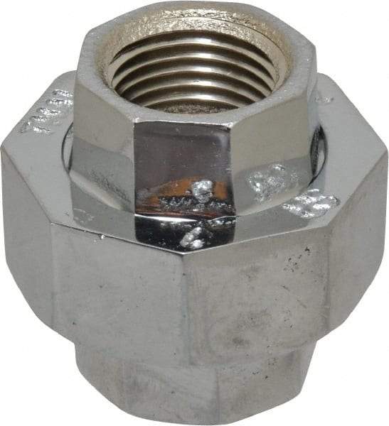 Merit Brass - Class 125, 1/2" Internal Pipe, Red Brass & Chrome Union - FNPT x FNPT - Americas Industrial Supply