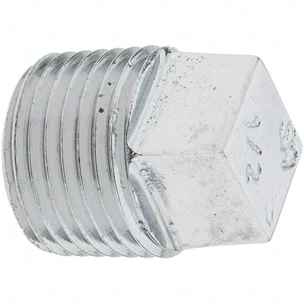 Merit Brass - Class 125, 1/2" Internal Pipe, Red Brass & Chrome Square Head Plug - MNPT - Americas Industrial Supply