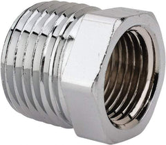 Merit Brass - Class 125, 1/2 x 3/8" Internal Pipe, Red Brass & Chrome Hex Bushing - MNPT x FNPT - Americas Industrial Supply