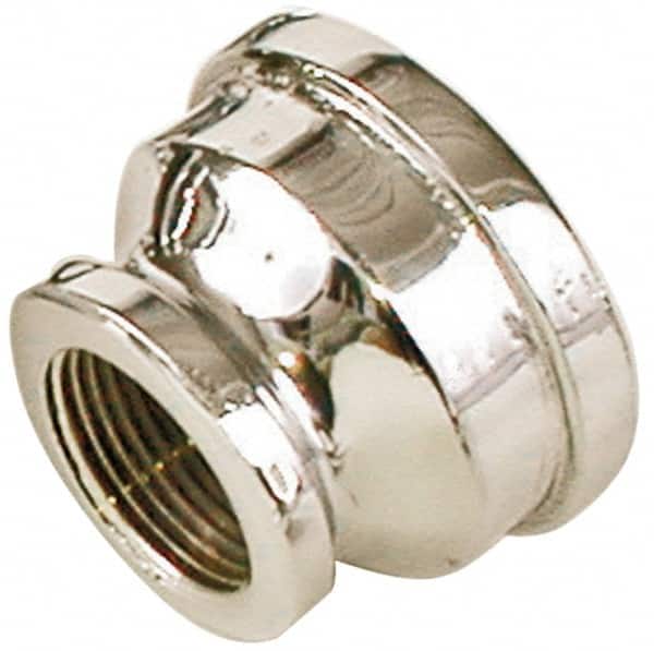 Merit Brass - Class 125, 1 x 3/4" Internal Pipe, Red Brass & Chrome Reducing Coupling - FNPT x FNPT - Americas Industrial Supply