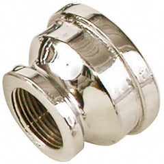Merit Brass - Class 125, 1/4 x 1/8" Internal Pipe, Red Brass & Chrome Reducing Coupling - FNPT x FNPT - Americas Industrial Supply