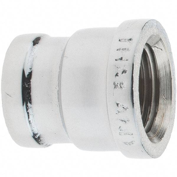Merit Brass - Class 125, 1/2 x 3/8" Internal Pipe, Red Brass & Chrome Reducing Coupling - FNPT x FNPT - Americas Industrial Supply
