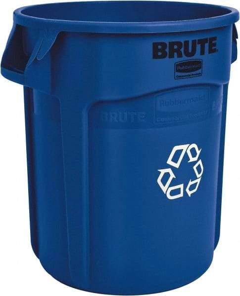 Rubbermaid - 32 Gal Blue Round Recycling Container - Polyethylene, 27-1/4" High - Americas Industrial Supply