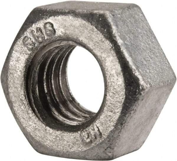 Value Collection - 7/16-14 UNC Steel Right Hand Heavy Hex Nut - 3/4" Across Flats, 27/64" High, Galvanized Finish - Americas Industrial Supply