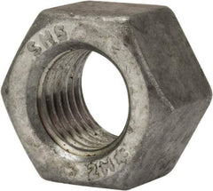 Value Collection - 7/8-9 UNC Steel Right Hand Heavy Hex Nut - 1-7/16" Across Flats, 55/64" High, Galvanized Finish - Americas Industrial Supply