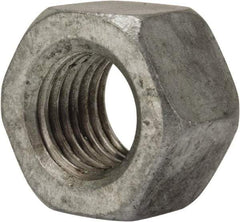 Value Collection - 1-8 UNC Steel Right Hand Heavy Hex Nut - 1-5/8" Across Flats, 63/64" High, Galvanized Finish - Americas Industrial Supply