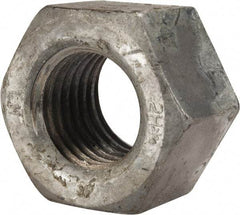 Value Collection - 1-3/8 - 6 UNC Steel Right Hand Heavy Hex Nut - 2-3/16" Across Flats, 1-11/32" High, Hot Dipped Galvanized Finish - Americas Industrial Supply