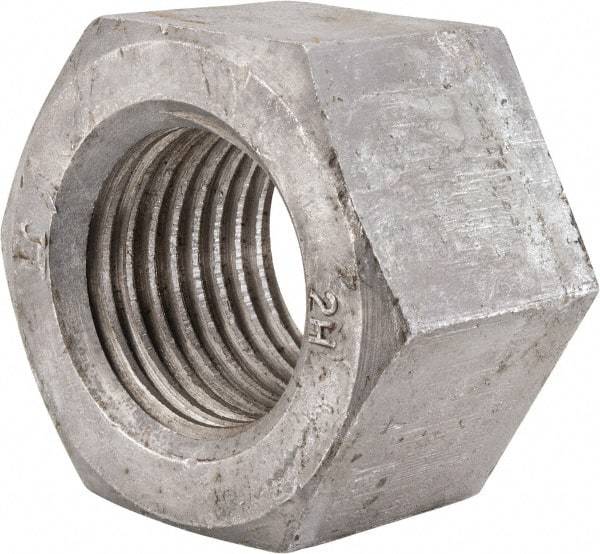 Value Collection - 2-1/2 - 4 UNC Steel Right Hand Heavy Hex Nut - 3-7/8" Across Flats, 2-29/64" High, Hot Dipped Galvanized Finish - Americas Industrial Supply