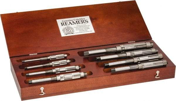 Made in USA - Letter A to H Diam, 15/32 to 1-1/16" Variable Diam, Straight Shank, Adjustable Hand Reamer Set - High Speed Steel, Bright Finish, 8 Pieces - Americas Industrial Supply