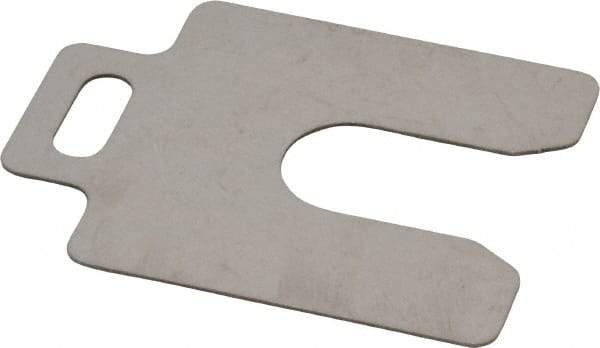 Made in USA - 20 Piece, 2 Inch Long x 2 Inch Wide x 0.031 Inch Thick, Slotted Shim Stock - Stainless Steel, 5/8 Inch Wide Slot - Americas Industrial Supply