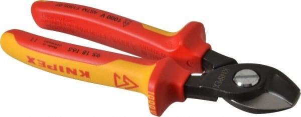 Knipex - 6-1/2" OAL, 1 AWG Capacity, Insulated Cable Cutter Pliers - Standard Head - Americas Industrial Supply