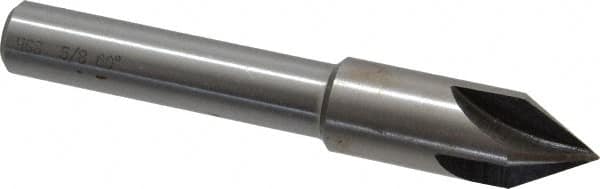 Interstate - 5/8" Head Diam, 1/2" Shank Diam, 4 Flute 60° High Speed Steel Countersink - Bright Finish, 4" OAL, Single End, Straight Shank, Right Hand Cut - Americas Industrial Supply