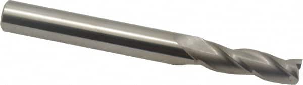 Accupro - 0.5° Taper Angle per Side, 3/8" Small End Diam, 1-1/4" LOC, Solid Carbide 3 Flute Tapered Square End Mill - 3-1/2" OAL, 1/2" Shank Diam, Spiral Flute - Americas Industrial Supply