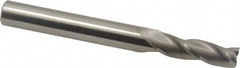 Accupro - 0.5° Taper Angle per Side, 3/8" Small End Diam, 1-1/4" LOC, Solid Carbide 3 Flute Tapered Square End Mill - 3-1/2" OAL, 1/2" Shank Diam, Spiral Flute - Americas Industrial Supply