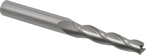 Accupro - 1° Taper Angle per Side, 1/4" Small End Diam, 1-1/4" LOC, Solid Carbide 3 Flute Tapered Square End Mill - 3" OAL, 3/8" Shank Diam, Spiral Flute - Americas Industrial Supply