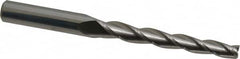 Accupro - 1° Taper Angle per Side, 1/4" Small End Diam, 2-1/4" LOC, Solid Carbide 3 Flute Tapered Square End Mill - 4-1/2" OAL, 3/8" Shank Diam, Spiral Flute - Americas Industrial Supply