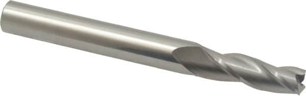 Accupro - 1° Taper Angle per Side, 3/8" Small End Diam, 1-1/4" LOC, Solid Carbide 3 Flute Tapered Square End Mill - 3-1/2" OAL, 7/16" Shank Diam, Spiral Flute - Americas Industrial Supply