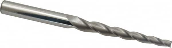 Accupro - 2° Taper Angle per Side, 1/4" Small End Diam, 3-1/4" LOC, Solid Carbide 3 Flute Tapered Square End Mill - 6" OAL, 1/2" Shank Diam - Americas Industrial Supply