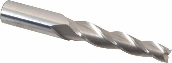 Accupro - 2° Taper Angle per Side, 3/8" Small End Diam, 2-1/4" LOC, Solid Carbide 3 Flute Tapered Square End Mill - 4" OAL, 9/16" Shank Diam - Americas Industrial Supply