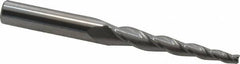 Accupro - 3° Taper Angle per Side, 1/8" Small End Diam, 1-1/2" LOC, Solid Carbide 3 Flute Tapered Square End Mill - 3-1/2" OAL, 3/8" Shank Diam, Spiral Flute - Americas Industrial Supply