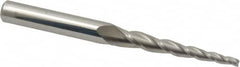 Accupro - 3° Taper Angle per Side, 1/8" Small End Diam, 2" LOC, Solid Carbide 3 Flute Tapered Square End Mill - 4" OAL, 3/8" Shank Diam - Americas Industrial Supply