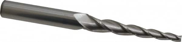 Accupro - 3° Taper Angle per Side, 3/16" Small End Diam, 2-1/2" LOC, Solid Carbide 3 Flute Tapered Square End Mill - 5" OAL, 1/2" Shank Diam - Americas Industrial Supply