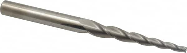 Accupro - 3° Taper Angle per Side, 3/16" Small End Diam, 3" LOC, Solid Carbide 3 Flute Tapered Square End Mill - 6" OAL, 1/2" Shank Diam - Americas Industrial Supply
