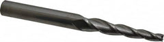 Accupro - 3° Taper Angle per Side, 1/4" Small End Diam, 2-1/4" LOC, Solid Carbide 3 Flute Tapered Square End Mill - 4-1/2" OAL, 1/2" Shank Diam, Spiral Flute - Americas Industrial Supply