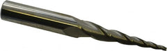 Accupro - 5° Taper Angle per Side, 3/32" Small End Diam, 2" LOC, Solid Carbide 3 Flute Tapered Square End Mill - 4" OAL, 3/8" Shank Diam, Spiral Flute - Americas Industrial Supply
