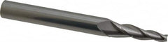 Accupro - 5° Taper Angle per Side, 3/16" Small End Diam, 1-1/4" LOC, Solid Carbide 3 Flute Tapered Square End Mill - 3" OAL, 1/2" Shank Diam, Spiral Flute - Americas Industrial Supply