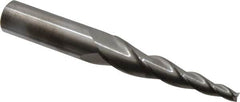 Accupro - 5° Taper Angle per Side, 3/16" Small End Diam, 2-1/2" LOC, Solid Carbide 3 Flute Tapered Square End Mill - 4-5/8" OAL, 5/8" Shank Diam - Americas Industrial Supply