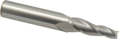Accupro - 5° Taper Angle per Side, 1/4" Small End Diam, 1-1/4" LOC, Solid Carbide 3 Flute Tapered Square End Mill - 3-1/2" OAL, 1/2" Shank Diam, Spiral Flute - Americas Industrial Supply