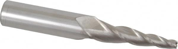 Accupro - 5° Taper Angle per Side, 1/4" Small End Diam, 2-1/4" LOC, Solid Carbide 3 Flute Tapered Square End Mill - 5" OAL, 3/4" Shank Diam - Americas Industrial Supply