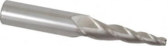 Accupro - 5° Taper Angle per Side, 1/4" Small End Diam, 2-1/4" LOC, Solid Carbide 3 Flute Tapered Square End Mill - 5" OAL, 3/4" Shank Diam - Americas Industrial Supply