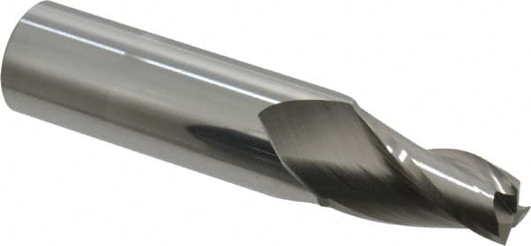 Accupro - 7° Taper Angle per Side, 1/2" Small End Diam, 1-1/4" LOC, Solid Carbide 3 Flute Tapered Square End Mill - 4" OAL, 7/8" Shank Diam - Americas Industrial Supply