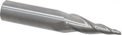 Accupro - 10° Taper Angle per Side, 3/32" Small End Diam, 1-1/2" LOC, Solid Carbide 3 Flute Tapered Square End Mill - 3-1/2" OAL, 5/8" Shank Diam - Americas Industrial Supply