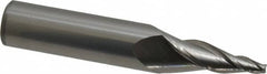 Accupro - 10° Taper Angle per Side, 1/8" Small End Diam, 1-1/4" LOC, Solid Carbide 3 Flute Tapered Square End Mill - 3-1/2" OAL, 5/8" Shank Diam, Spiral Flute - Americas Industrial Supply