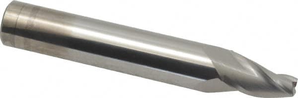 Accupro - 10° Taper Angle per Side, 1/4" Small End Diam, 3/4" LOC, Solid Carbide 3 Flute Tapered Square End Mill - 3-1/2" OAL, 9/16" Shank Diam, Spiral Flute - Americas Industrial Supply