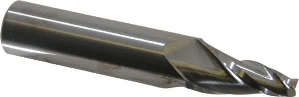 Accupro - 10° Taper Angle per Side, 1/4" Small End Diam, 1-1/4" LOC, Solid Carbide 3 Flute Tapered Square End Mill - 4" OAL, 3/4" Shank Diam - Americas Industrial Supply