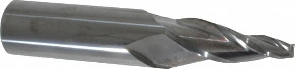 Accupro - 10° Taper Angle per Side, 1/4" Small End Diam, 2" LOC, Solid Carbide 3 Flute Tapered Square End Mill - 5" OAL, 1" Shank Diam - Americas Industrial Supply