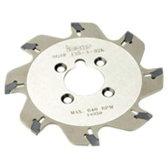 Iscar - Arbor Hole Connection, 0.217" Cutting Width, 34mm Depth of Cut, 125mm Cutter Diam, 32mm Hole Diam, 8 Tooth Indexable Slotting Cutter - SGSF Toolholder, GSFN, GSFU Insert, Right Hand Cutting Direction - Americas Industrial Supply
